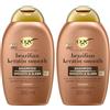 OGX Shampoo Cheratina Ever Straightening + Brazilian Keratin Smooth, Shampo idratante con Cheratina per capelli lisciante e Olio di Cocco e Avocado, Shampoo capelli ricci, mossi e crespi, 385 ml