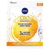 NIVEA Q10 + C Power Maschera antirughe + foglio energetico (1 pezzo), maschera idratante anti-invecchiamento con vitamina C, maschera con coenzima Q10, crema antirughe