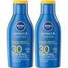 NIVEA SUN Protect & Hydrate SPF 30 Formato Viaggio 100 ml, Crema solare 30 idratante 48h ad assorbimento rapido, Protezione solare 30 resistente all'acqua con Vitamina C e Acido Ialuronico
