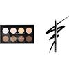 NYX Professional Makeup Highlight & Contour Pro Palette, Contouring Kit in polvere, Otto tonalità matte e perlescenti & Epic Ink Eye Liner, pennellino pigmentato e waterproof, Black