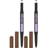 Maybelline New York Matita-Ombretto Express Brow 2-in-1, Per sopracciglia piene e naturali, Med Brown (02) (Confezione da 2)
