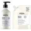 L'Oréal Professionnel Paris Kit L'Oréal Professionnel Paris Shampoo Ristrutturante per Tutti i Tipi di Capelli, Rischio di Rottura Ridotto, Colore Protetto, Per Capelli Lucenti e Setosi, Metal Detox, 500 ml + Ricarica 500 ml