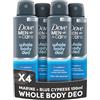 Dove Men+Care Whole Body Deo Deodorante Spray Uomo per Tutto il Corpo Marine + Blue Cypress 150 ml, Deodorante Corpo Multi-Zona con 0% Sali di Alluminio, Protezione Anti-Odore fino a 72 Ore