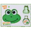 Accentra HAPPY ANIMALS - Set da bagno in confezione regalo, con vasca da bagno in schiuma da 30 ml, 50 g, spugna da bagno a forma di rana, fragranza mela, colore verde/bianco/arancione, regalo