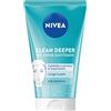 NIVEA Clean Deeper Scrub Viso Quotidiano 150 ml, Scrub esfoliante antibatterico, Esfoliante viso con Acido Lattico, Previene brufoli e punti neri, Non comedogenico, Detergente pelle grassa e mista