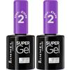 Rimmel London Top Coat Super Gel - Top Coat per Smalto Unghie Effetto Gel a Lunga Durata - Trasparente - 12 ml (Confezione da 2)