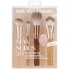 Real Techniques New Nudes Blurred Base Kit, 5 Piece Face Makeup Brush Set with Powder Puff, for Foundation, Concealer, Blush, Contour & Powder Blending, Soft Bristles, Cruelty-Free
