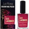 La Rosa Productos Profesionales LaRosa Smalto per unghie - Colore energetico con copertura adeguata - Formula durevole - Buona consistenza - Facile applicazione con pennello ben sagomato - Lampone 15 ml