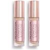 Revolution Beauty London Revolution Conceal & Define Concealer, Correttore per Makeup Viso Leggero, Copertura Totale a Lunga Durata, C3, 4g (Confezione da 2)