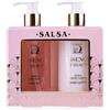 Accentra Set cura mani SALSA ESSENCE OF BEAUTY, sapone liquido 270ml, crema mani e unghie 270ml, dispenser, fragranza Rosa e Fiore di Ciliegio, regalo ideale per donne