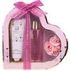 Accentra Set da bagno SALSA ESSENCE OF BEAUTY per donne, lozione, gel di doccia, rose da bagno, fragranza Rosa e Fiore di Ciliegio, confezione a forma di cuore, lusso per donne
