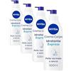 NIVEA Crema Corpo Idratante Express 500 ml, Crema idratante corpo 72h arricchita con Acido Ialuronico Puro, Minerali Marini e Siero Nutrimento Intenso, Crema corpo idratante pelle secca o normale