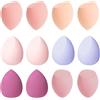 Vonsera Spugnette Trucco Make Up, Spugnette Trucco per Fondotinta, Correttore e Cipria, Uso Bagnato e Asciutto per Liquidi, Creme e Polveri, con Scatola Portaoggetti (Rosa-12 Pezzi)