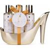 Accentra set da bagno donna MARBLE GOLD scarpa oro bianco Golden Jasmine | Idea regalo elegante per lei, contenitore a tacco decorativo, flaconi coordinati, coccole di relax personali e pause curate