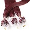 hair2heart Just Beautiful Hair 25 Micro Loop Extensions con Anelli, Capelli Veri Remy Indiani 1g 50cm - #99j rosso borgogna, 1x25 ciocche