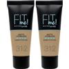 Maybelline New York Fondotinta Fit Me Matte&Poreless, Finish Opacizzante e Fissante, Tonalità: 312 Golden (Confezione da 2)