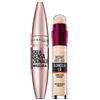 Maybelline New York Kit MakeUp Mascara Volumizzante Allungante Ciglia Sensazionali + Correttore Multi-Uso il Cancella Età 01 Light