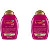 OGX Anti-Rottura Shampoo, Olio di Cheratina, per Capelli con Doppie Punte 385 ml & Balsamo Anti-rottura, Olio di Cheratina, per Capelli con Doppie Punte 385 ml