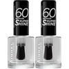 Rimmel London Smalto Unghie 60 Seconds Super Shine - Asciugatura Rapida e Lunga Durata - 740 Clear (Trasparente) - 8 ml (Confezione da 2)