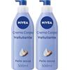 NIVEA Crema Corpo Vellutante 500 ml, Crema idratante corpo 72h arricchita con Acido Ialuronico Puro, Burro di Karité e Siero Nutrimento Intenso, Crema corpo idratante pelle secca (Confezione da 2)