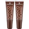 essence CHOCO BOMB shiny lipgloss 01 Chocoholic!, lucidalabbra, profumo di cioccolato, marrone con riflessi dorati, non appiccicoso, 10ml (Confezione da 2)