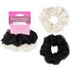 Brushworks Lace Scrunchies - 2 Pack of Black & White Hair Accessories, Soft, Gentle Hair Ties for Elegant Everyday & Evening Hairstyles