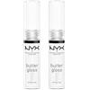NYX Professional Makeup Lucidalabbra Trasparente, Non Appiccicoso, Pride Butter Gloss, Confezione da 2