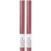 Maybelline Rossetto Matita SuperStay Ink Crayon, Colore Matte a Lunga Tenuta, Lead the Way (15), (Confezione da 2)
