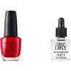 OPI Nail Lacquer Smalto Big Apple Red 15 ml & Drip Dry Lacquer Drying Drops Gocce Asciugasmalto 8 ml