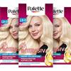 Palette Intensiv Creme Coloration L9-0 platino biondo (3 x 135 ml), sbiancante permanente per fino a 9 livelli di sbiancamento e colore biondo brillante, con effetto anti-ingiallimento