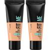 Maybelline New York Fondotinta Fit Me Matte&Poreless, Finish Opacizzante e Fissante, Tonalità: 230 Natural Buff (Confezione da 2)