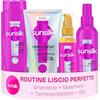 Sunsilk Kit Liscio Perfetto Shampoo 250ml, Maschera 1 Minute WOW 180ml, Spray Termoprotettore 200ml e Olio Styling 75ml, Trattamento Anticrespo Capelli Lisci, Protezione Calore da Phon e Piastra