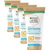 Garnier Ambre Solaire Advanced Sensitive Adulti Ceramide Protect Latte Protettivo SPF50+, 175 ml (Confezione da 4)