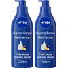 NIVEA Crema Corpo Nutriente 500 ml, Crema idratante corpo 72h arricchita con Acido Ialuronico Puro, Olio di Mandorla e Siero Nutrimento Intenso, Crema corpo idratante pelle secca o molto secca