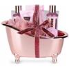 Accentra - COSY MOMENTS Set da bagno e doccia in rosa - Set regalo per il relax delle donne per il compleanno o San Valentino - Set regalo e cura del benessere con mini vasca decorativa