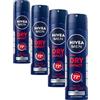 Beiersdorf NIVEA MEN Dry Impact Deodorante spray antitraspirante per 72 ore di protezione affidabile contro sudore e odore, deodorante antibatterico senza alcool etilico (150 ml) (Confezione da 4)