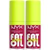 NYX Professional Makeup Gloss Labbra Con Finish Brillante, Fino a 12H d'Idratazione, Con Maxi Applicatore, Arricchito con Oli di Squalano, Di Lampone e di Camemoro, Fat Oil Lip Drip Tonalità: Newsfeed