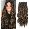 Fliace Highlight Balayage Petti Marrone Scuro, Naturali E Miscele Bene Clip In Estensioni Dei Capelli (20 Pollici, 6 Pezzi, Caffè Tostato Scuro E Marrone Caraamel) Caffè Tostato Scuro E Marrone Ca