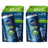 NIVEA MEN Ricarica Energy Doccia Shampoo 500 ml, Ricarica ecologica di docciaschiuma uomo rivitalizzante per corpo, viso e capelli, Bagnoschiuma e shampoo uomo rinfrescante con Estratto di Menta