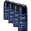 NIVEA MEN Sfera deodorante profonda, Nero Carbone, Legno scuro, 50 ml, 1 pezzo (Confezione da 4)