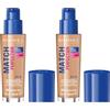 Rimmel London Match Perfection Foundation - Fondotinta Liquido a Pelle Perfetta e Levigata con SPF 20 - Natural Beige - 30 ml (Confezione da 2)