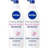 NIVEA Crema Corpo Idratante Rosa & Argan 500 ml, Crema idratante corpo 72h, Crema corpo profumata con Acido Ialuronico Puro e Siero Nutrimento Intenso, Crema corpo idratante pelle secca o normale
