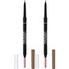 Rimmel London Matita Sopracciglia Brow Pro Microdefiner, Formula a Lunga Durata, Pettinino Incorporato, 001 Blonde (Confezione da 2)