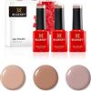Bluesky Gel Nail Polish Set, AW21, Autumn and Winter 2021 Collection, Set 2, Nude Pink, Peach, Light Brown, Long Lasting, Chip Resistant, 3 x 5ml (Requires Drying Under UV LED Lamp)