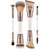 Luvia Cosmetics Luvia Mirage 4|8 Duo - Set di pennelli da trucco vegano 8 in 4 con blender, shader, buffer, blush & Contour per viso e occhi