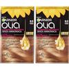 Garnier Olia Tinta Capelli, Colorazione Permanente Senza Ammoniaca, Copre il 100% dei Capelli Bianchi, Con Oli di Fiore di Origine Naturale, Formula Vegana, Biondo Chiaro (Confezione da 2)