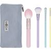 MODA Royal & Langnickel - Set completo di 5 pennelli per il trucco del viso con custodia, include fard a punta, evidenziatore, shader e pennelli per labbra, colori pastello