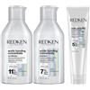Redken | KIT Shampoo + Balsamo + Trattamento Leave-In, Routine Professionale per Capelli Danneggiati, Acidic Bonding Concentrate