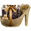accentra Luxury - Set Da Bagno Con Pompetta Glitterata Dorata, 9 Pezzi, Set Di Bellezza Di Lusso, Set Da Doccia, Per Un'esperienza Rilassante Spa, Panda