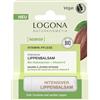 LOGONA Naturkosmetik Nourish, balsamo per labbra intenso, burro di cacao biologico, 4,6 g, con vitamina E e burro di cacao biologico, ingredienti vegani e naturali, per labbra molto secche e fragili